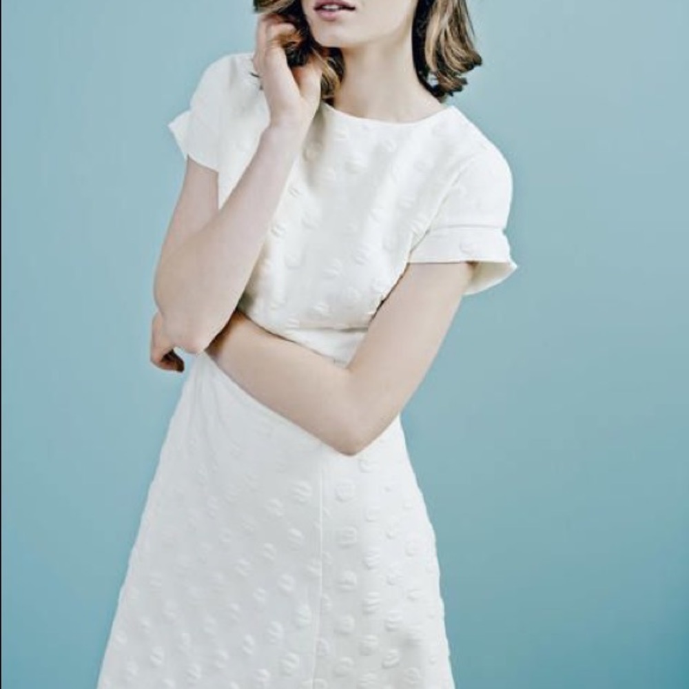 Boden Mollie Jacquard Day Dress in Vanilla Spot